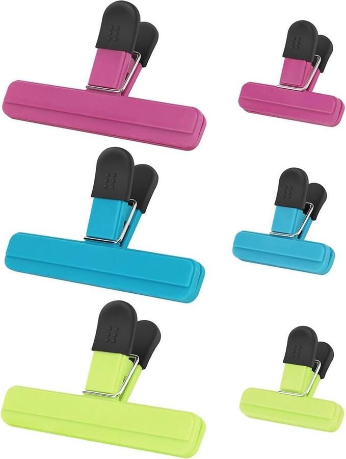 Voedsel Sealer Clips Set Veelzijdige Afdichtingsclips voor Voedselzakken in Meerdere Kleuren en Maten 6 Stuks