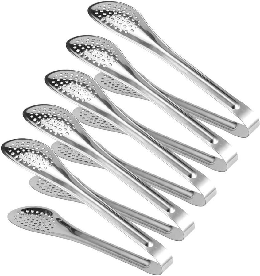 Voedsel Tangen Set Serveertangen Keuken Buffet Serveren Ergonomische Grip 5 Stuks Zilverkleurig