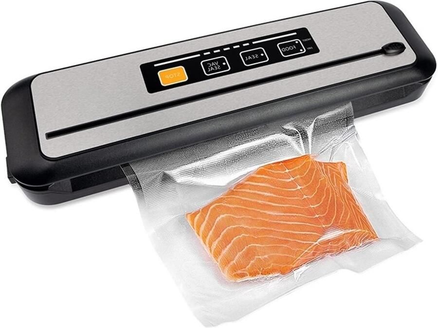 Voedsel vacuüm sealer Vacuüm verpakker Voedsel bewaren Krachtige zuigpomp Compact formaat Zwart