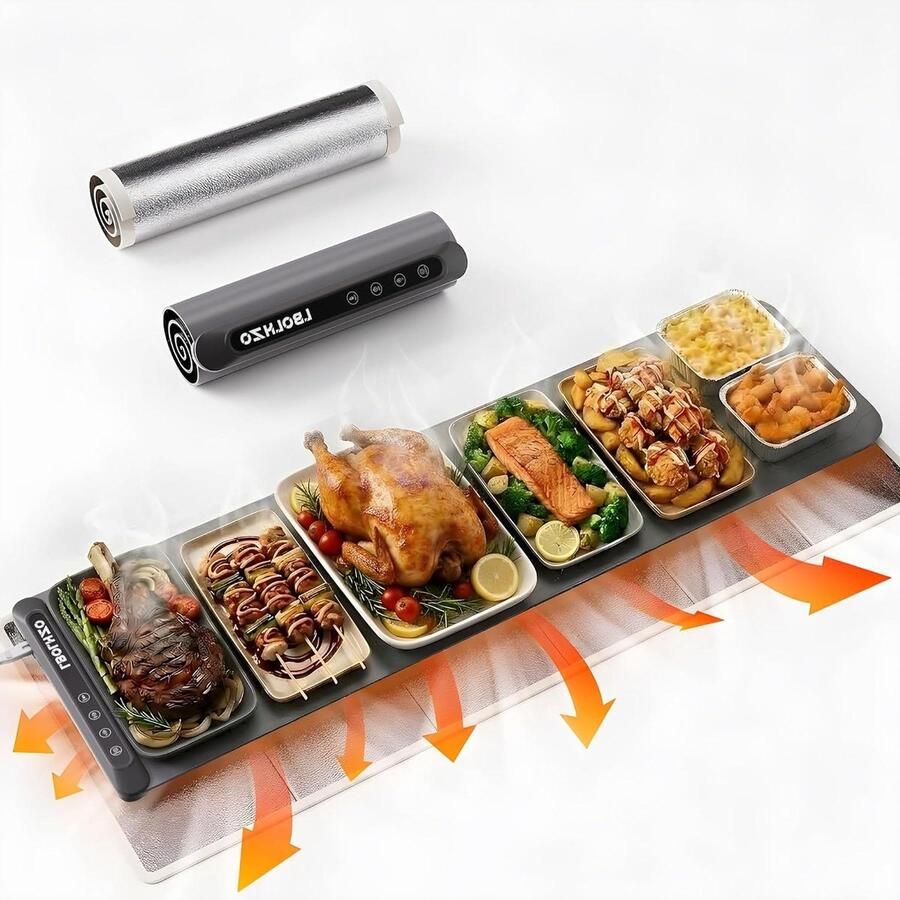 Voedsel Verwarming Mat Hittebestendig Pad Buffet Warm Houden 6 Temperatuur Niveaus 43x12 inch Grijs