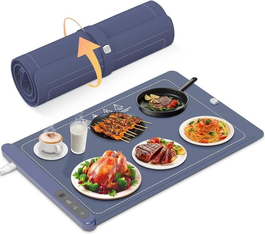 Voedsel Verwarmingsmat Verwarmingsplateau Eten Warm Houden Graphene Verwarmingstechnologie 61 cm Blauw