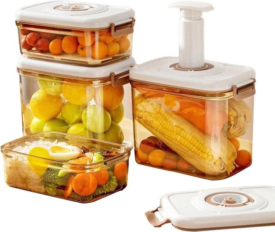 Voedselbewaarcontainers Afsluitbare opbergdozen Maaltijdbereiding Vacuüm afgesloten 26L x 21B x 13H cm Transparant