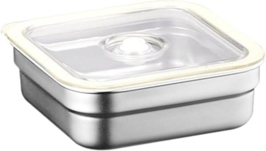 Voedselcontainer Roestvrijstaal Vacuüm Bewaardoos Maaltijden Bewaren Vacuüm Afsluiting 500ml Zilver