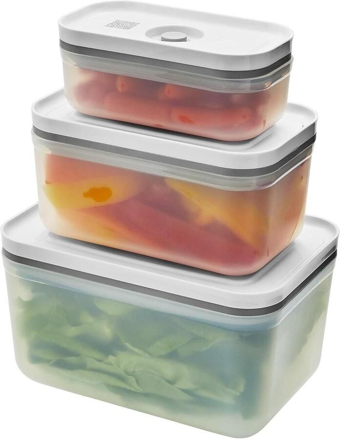 Voedselcontainer Set Maaltijd Prep Bakjes Voedsel Bewaren Vacuüm Technologie 3 Delig Transparant