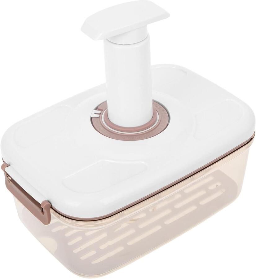 Voedselcontainer Set Vacuüm Bewaardoos Voedsel Vers Houden Met Geïntegreerd Afvoersysteem 2.1 Liter Capaciteit Beige