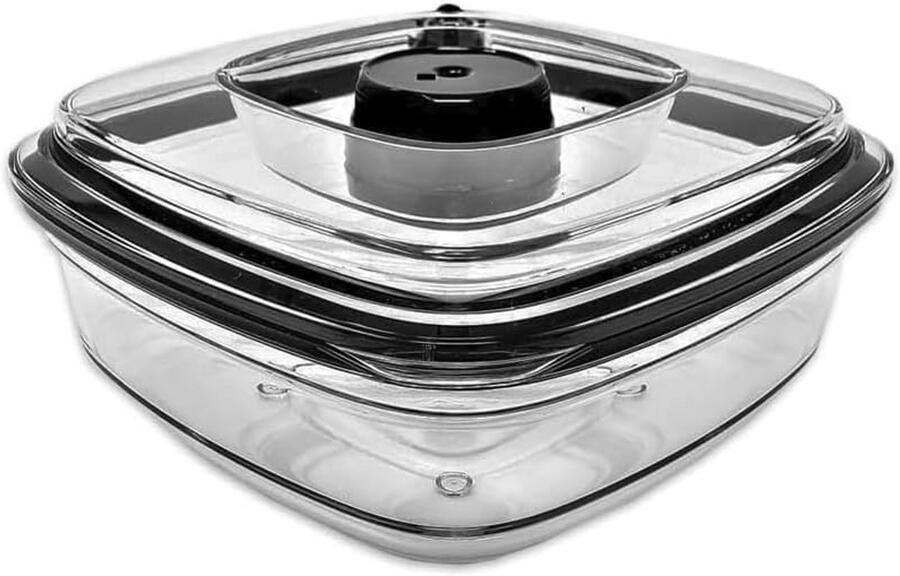 Vacuüm voedselcontainer Luchtdichte bewaarbak Voedsel bewaren BPA-vrij materiaal 08 liter Zwart