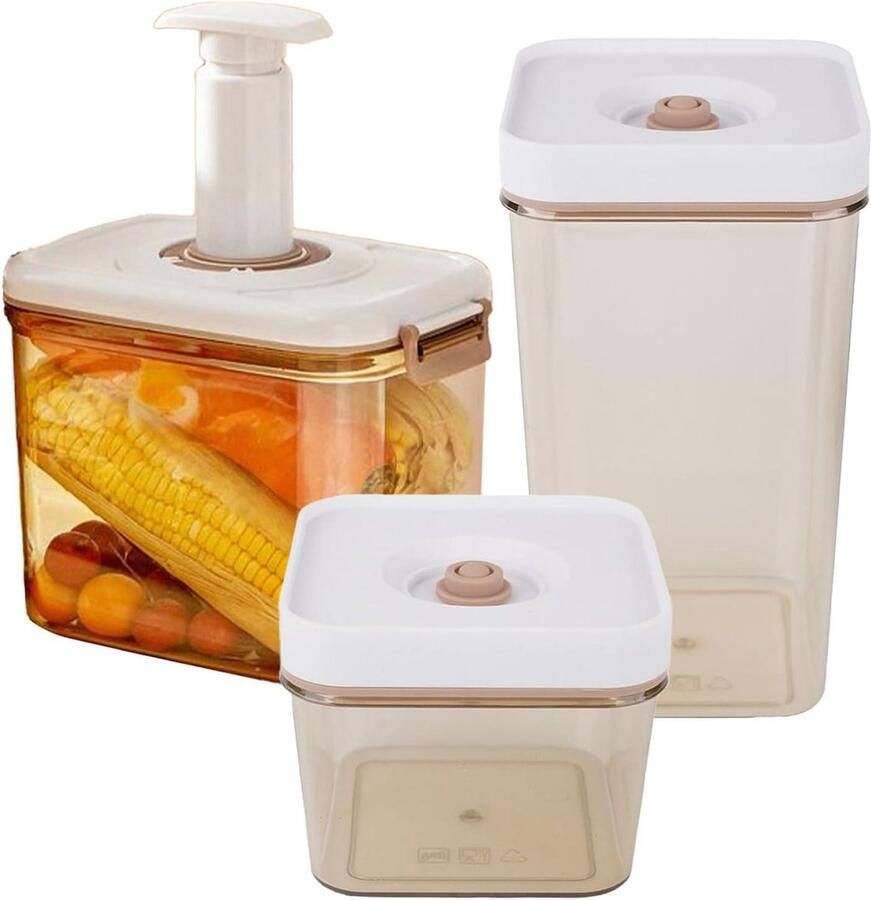 Voedselcontainer Vacuümcontainer Bakje Voedsel Bewaren Lekvrij Geurneutraal 26x21x13 cm Transparant