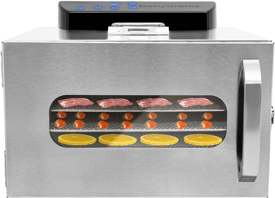 Voedseldehydrator 6 etages voedseldehydrator keukendehydrator fruitdroger vlees dehydrator roestvrij staal met lcd-display vriesdroger voor thuis