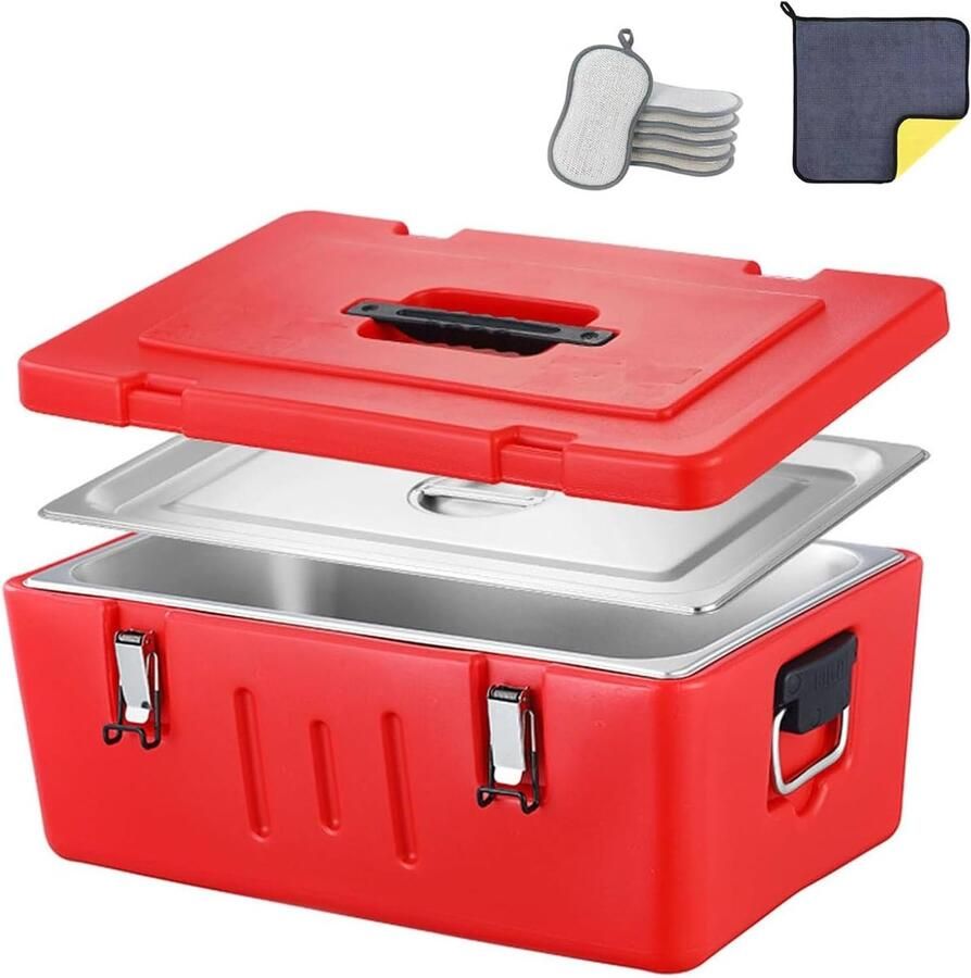 Voedseldrager RVS Warmhoudbox Catering en transport Superieure temperatuurretentie 56x35x24cm Zilver