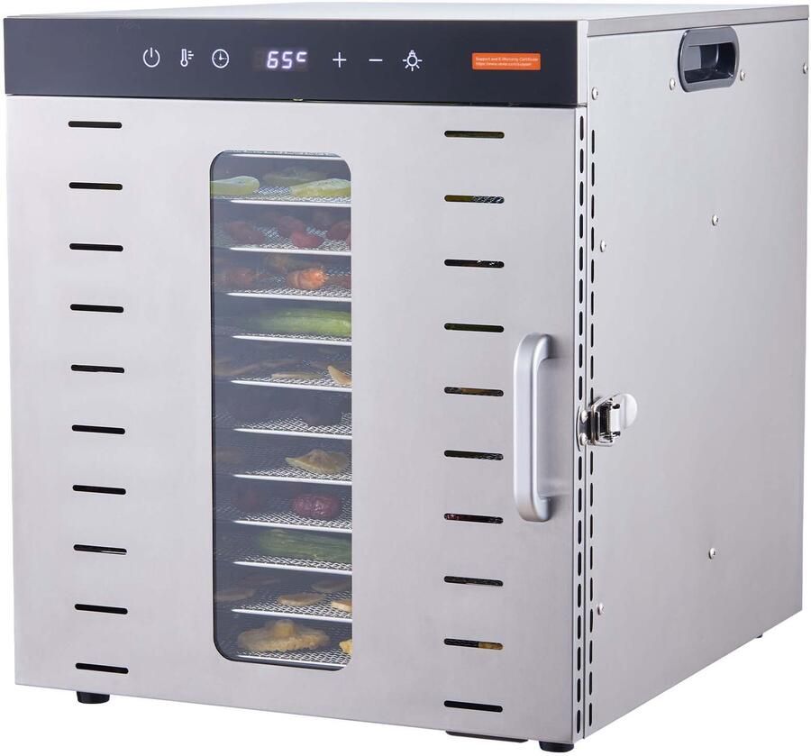Voedseldroger 10 Roestvrijstalen Dienbladen 1000W Digitale Timer en Temperatuurregeling Vlees Groenten Kruiden Droogapparaat