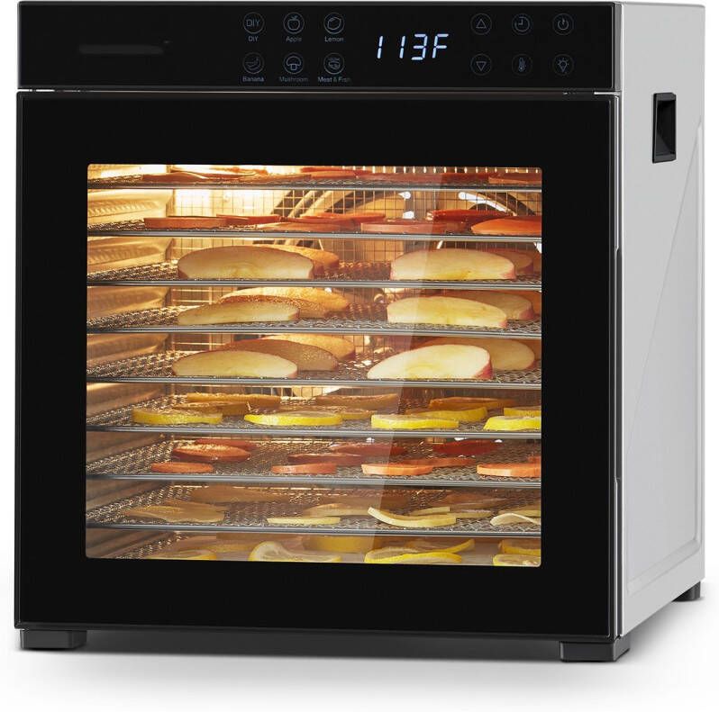 Voedseldroger-10 Roestvrijstalen Schalen 1000W Elektrische Voedseldroger met Instelbare Temperatuur en 24-uurs Timer