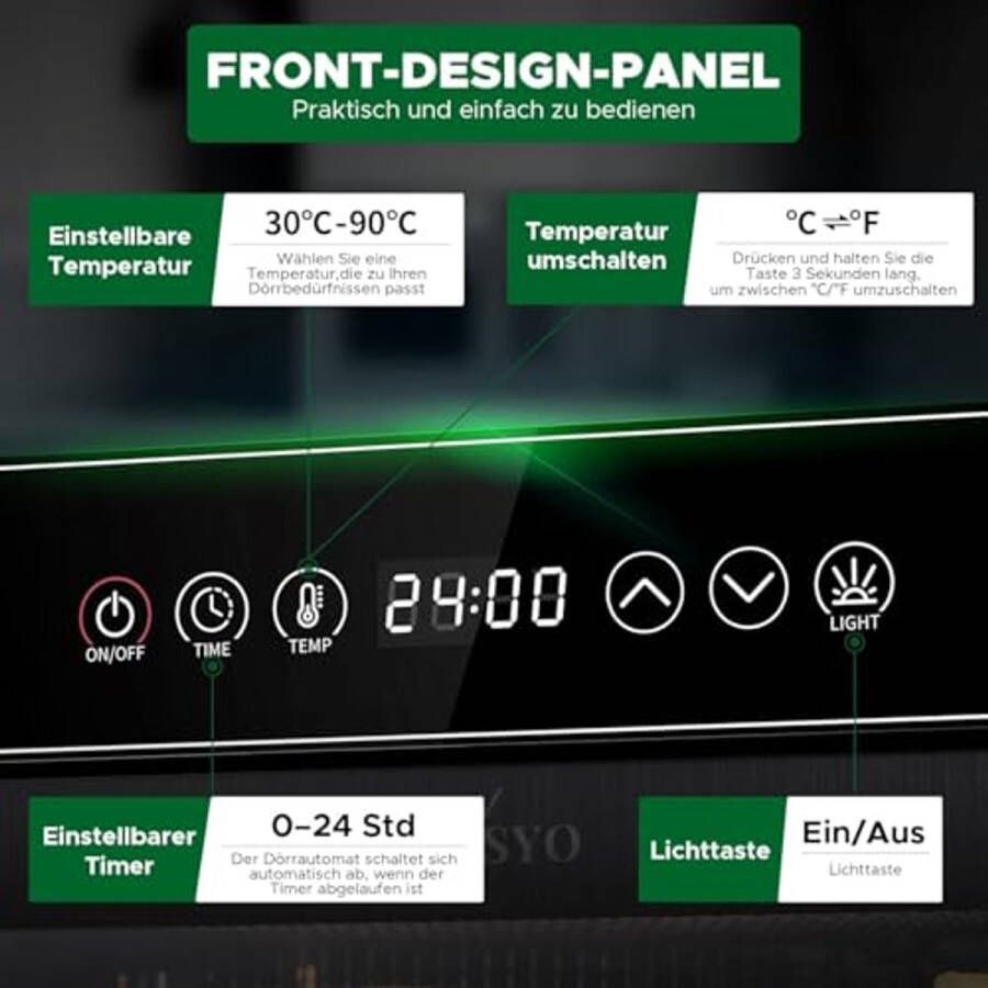 Voedseldroger 12 etages met temperatuurregeling en 24-uurs timer - Foto 2