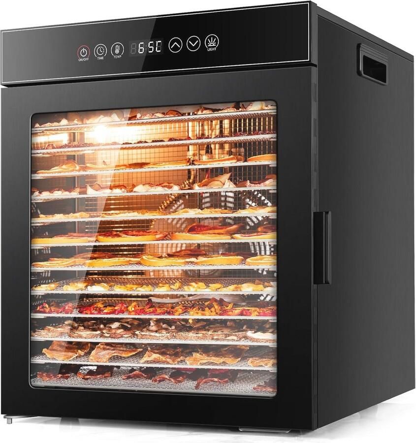 Voedseldroger 12 etages met temperatuurregeling en 24-uurs timer