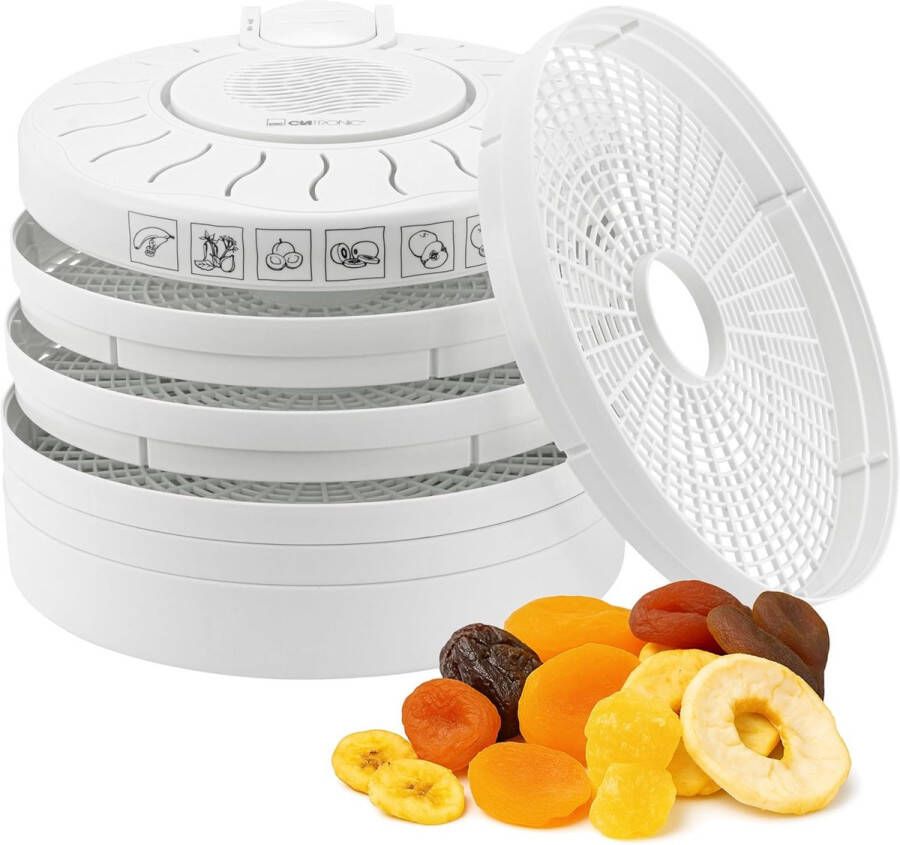 Voedseldroger 250 W voor Fruit Groenten Kruidens en Vlees 5 Stapelbare Niveaus met Oververhittingsbeveiliging