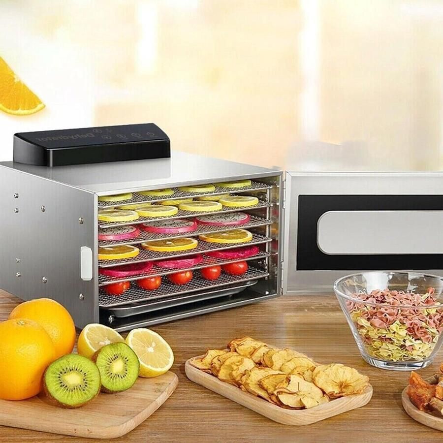 Voedseldroger 6 Lagen Gezond Snack Maken Roestvrij Staal 30x29.5x23.5 cm Zilver