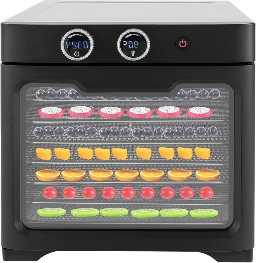 Voedseldroger Dehydrator Droogautomaat Vriezer Voedsel Drogen 8 Roestvrijstalen Bakken 8 Niveaus Zilver
