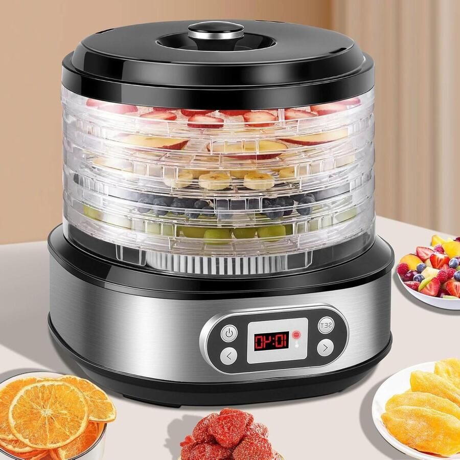 Voedseldroger Drogermachine Fruit Gezonde Snacks Maken 5 Insteekroosters 450 Watt Zwart