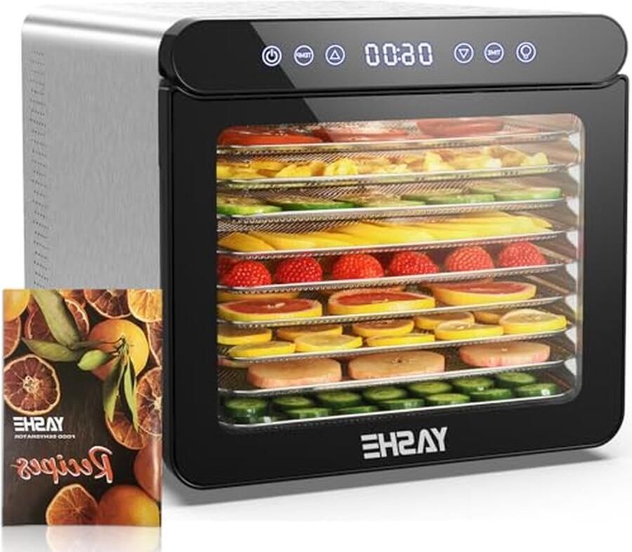 Voedseldroger Drogermachine Gezond Eten Maken 9 RVS Laden 800 Watt Zilver