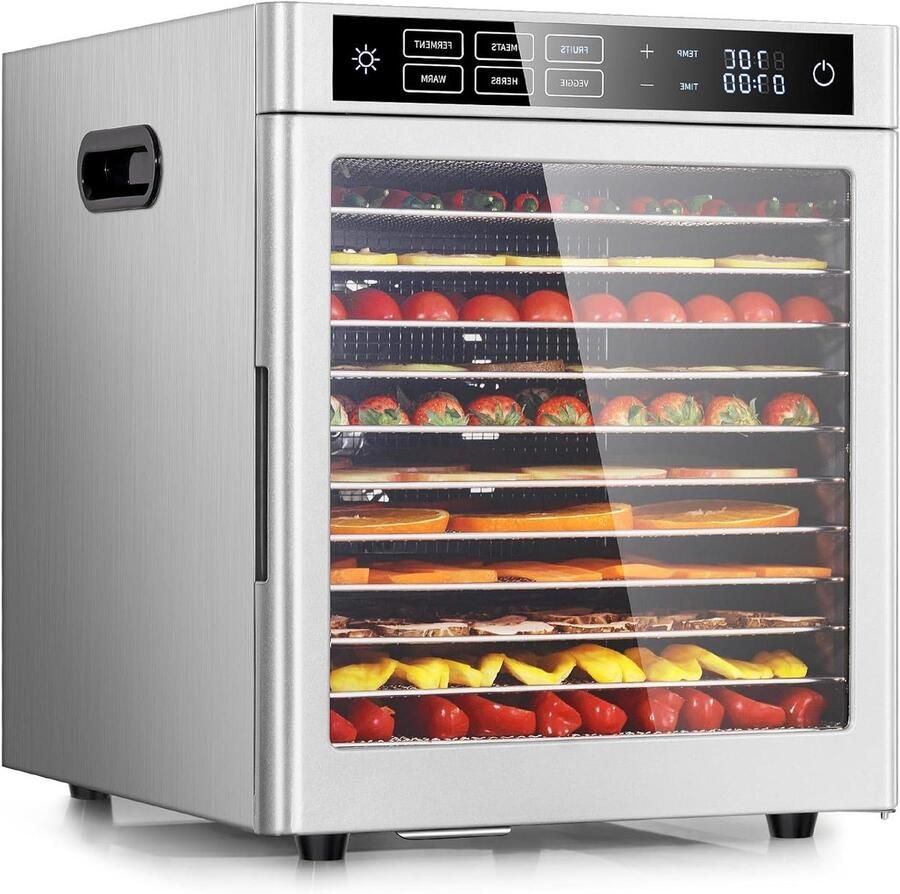 Voedseldroger Drogermachine Gezonde Snacks Maken 12 Luxe Roestvrijstalen Etages 800 Watt Roestvrij staal