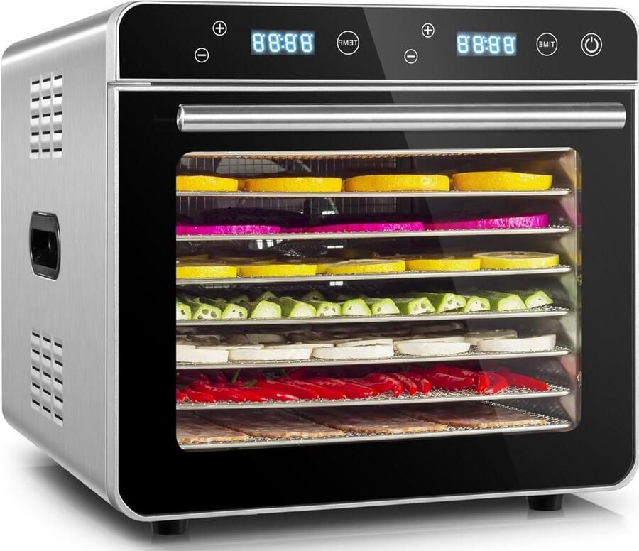 Voedseldroger Drogermachine Gezonde Snacks Maken 8 RVS Lades 067 m2 Oppervlakte Groen