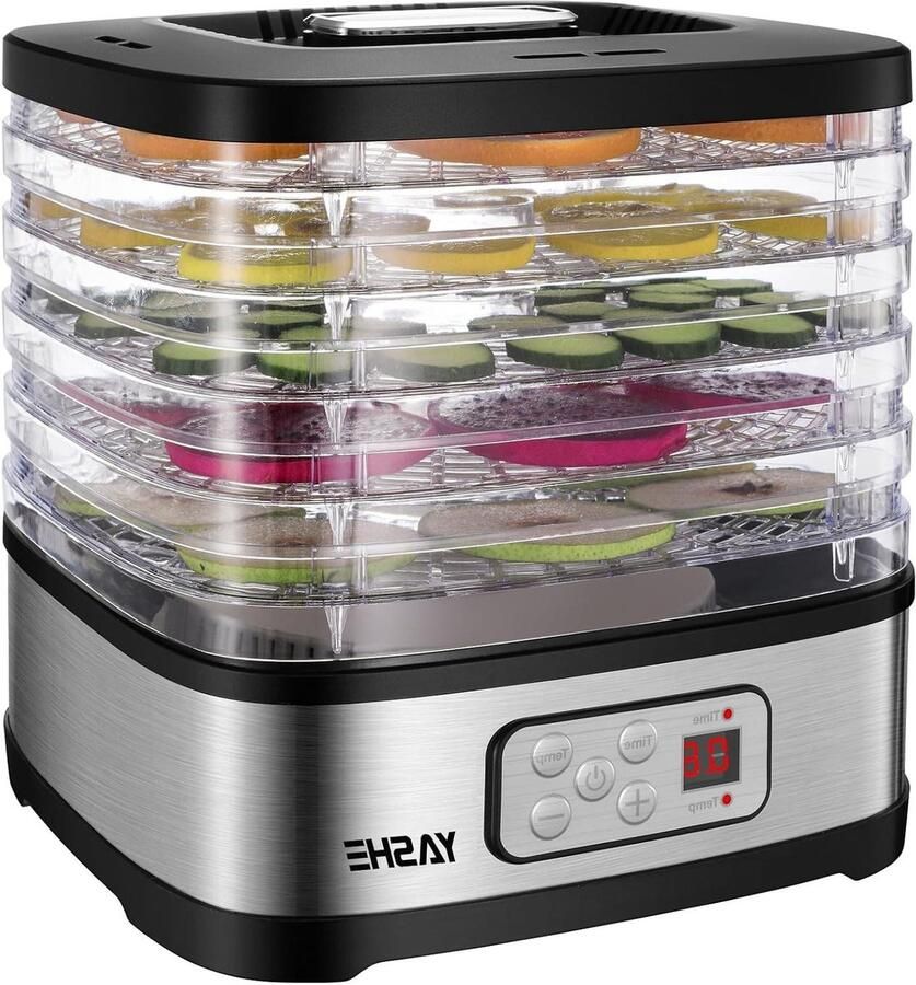Voedseldroger Drogermachine Gezonde Snacks Maken Instelbare Temperatuur 5 Lades Zilver