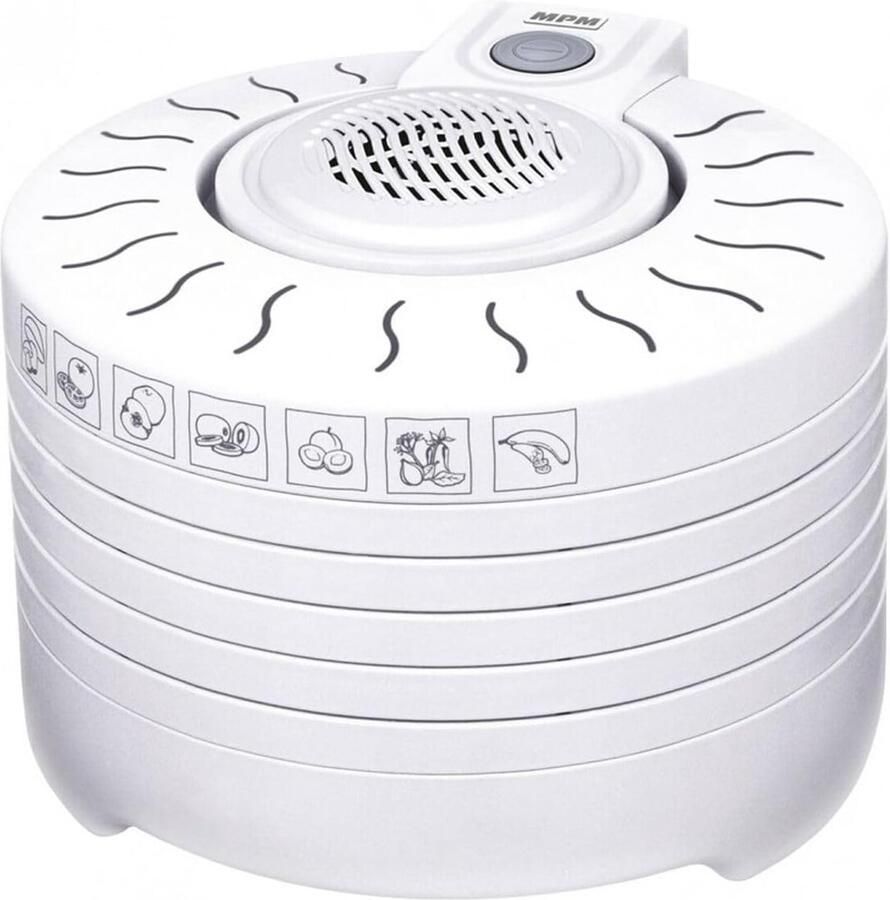 Voedseldroger Drogermachine Levensmiddelen Drogen 5 Verstelbare Bakken 28 cm Diameter Wit