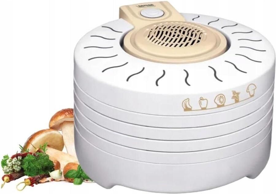 Voedseldroger Drogermachine Voedsel Bewaren Gelijkmatige Warmte 4 Schalen 28cm Wit