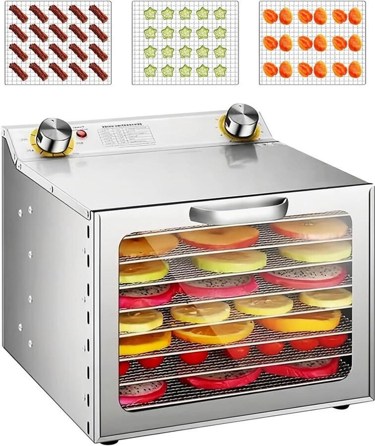 Voedseldroger Drogermachine Voedsel Conserveren Intelligente Temperatuurregeling 8 Bakjes Wit