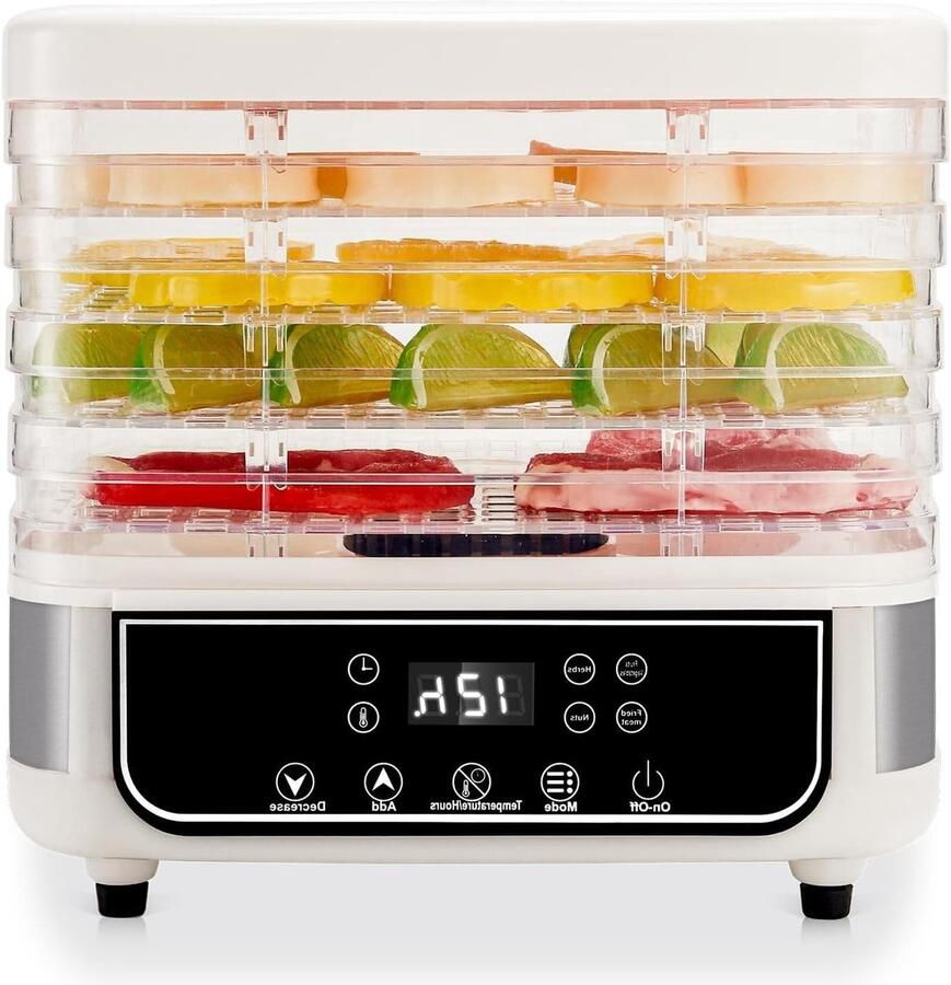 Voedseldroger Drogermachine Voedsel Drogen 5 Lagen Digitaal 72 Uur Timer Wit