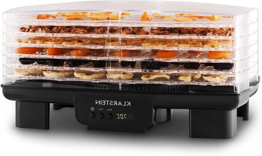 Voedseldroger Drogermachine Gezonde Snacks Maken 6 Stapelbare Niveaus 550 Watt Zwart