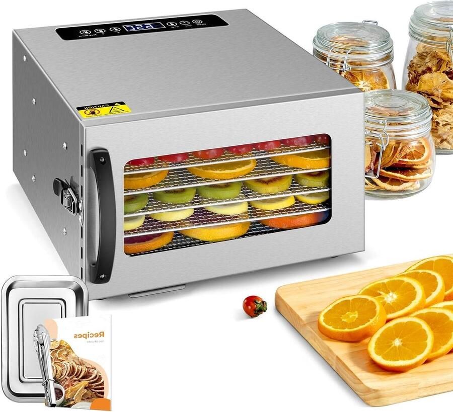 Voedseldroger Droogautomaat Gezonde Snacks Maken Volledig RVS 6 Bakken Roestvrijstaal
