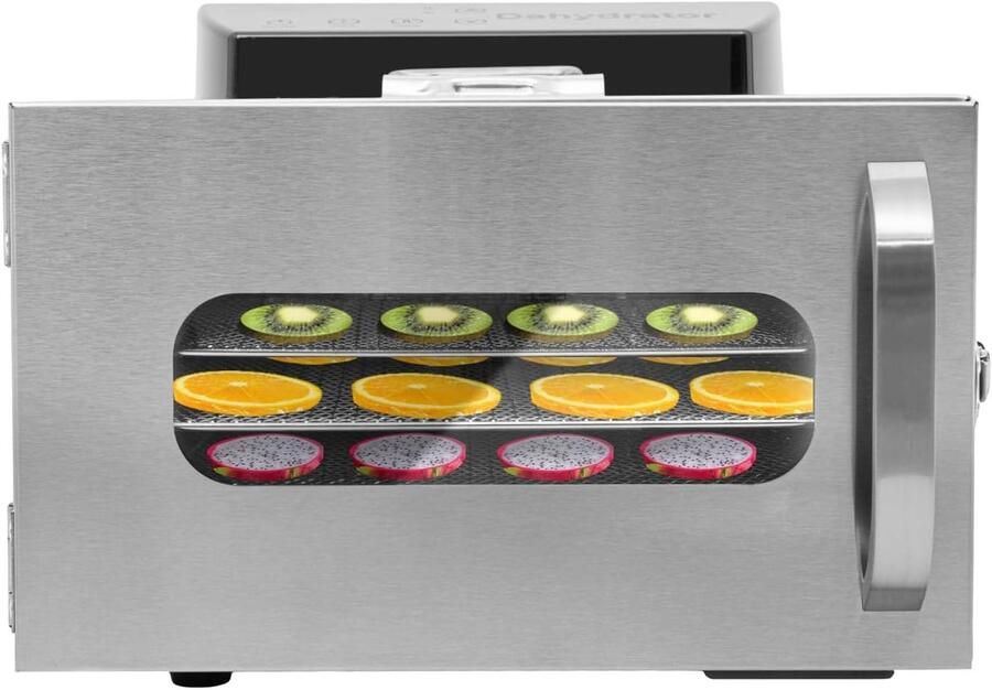 Voedseldroger Fruitdroger Keuken Gezond Drogen 6 Etages Roestvrij Staal 30x30x24 cm Zilverkleurig