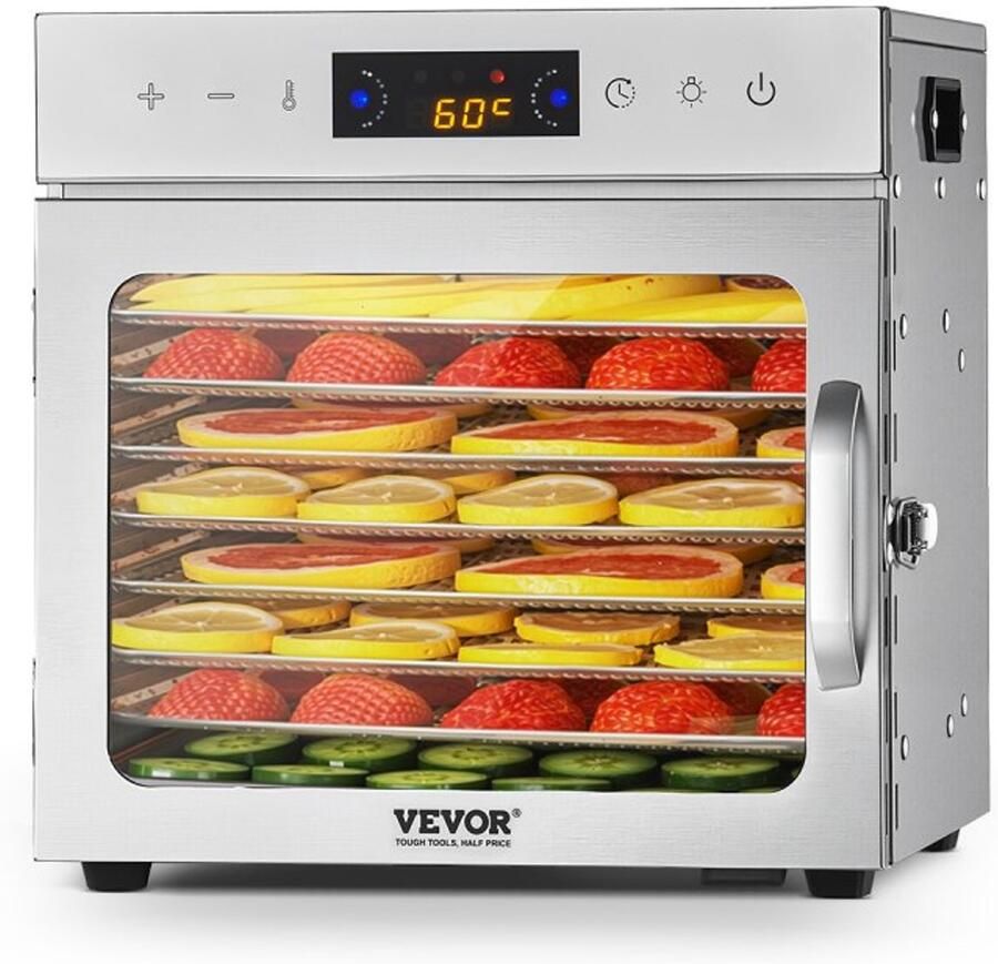 Voedseldroger Elektrisch 400 W Vermogen 13 2 L Inhoud RVS Trays Voor Fruit Groenten Vlees Dehydrator