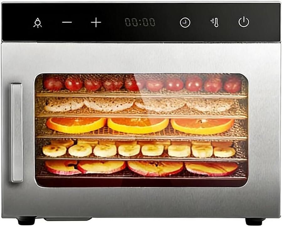 Voedseldroger Elektrisch Drogermachine Snacks Gezonde Snacks Maken Instelbare Temperatuur 6-12 Vakken Zilver