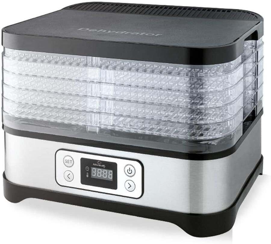 Voedseldroger Elektrische fruit- vlees- en kruidendroger 5 legplanken timer & oververhittingsbeveiliging gezonde snacks zonder additieven 260 watt vermogen