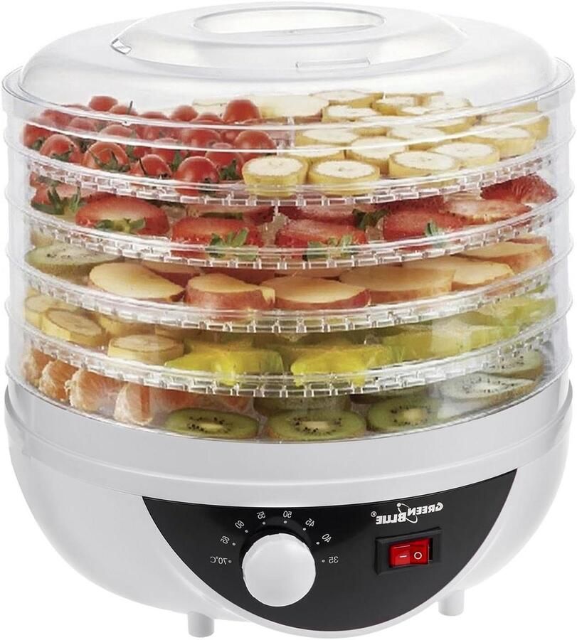Voedseldroger Fruitdroger Gezond Drogen Traploze Temperatuurregeling 5 Zeven Wit