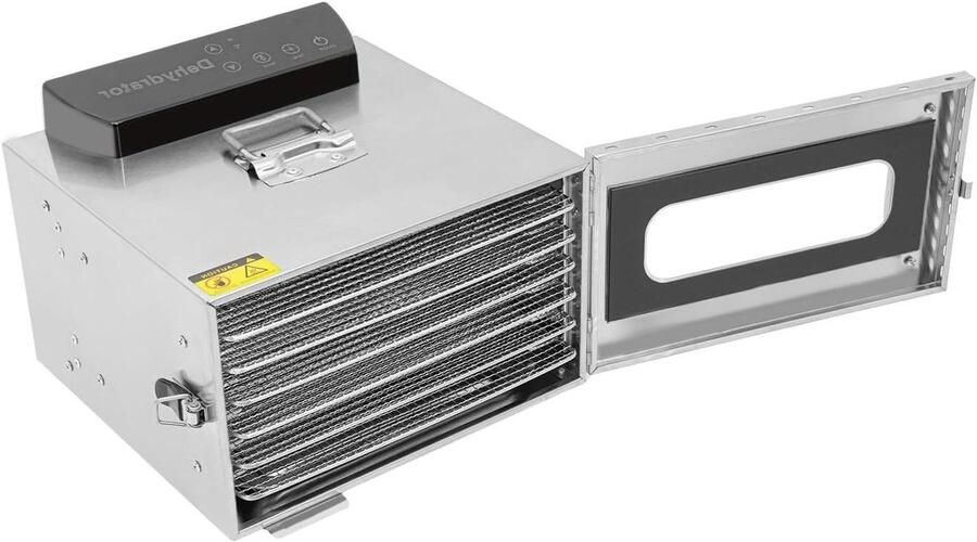 Voedseldroger met 6 etages 400 W met temperatuurregelaar van 30-90 °C timer en roestvrijstalen behuizing voor fruit groenten vlees thee en paddenstoelen 220 V EU-stekker
