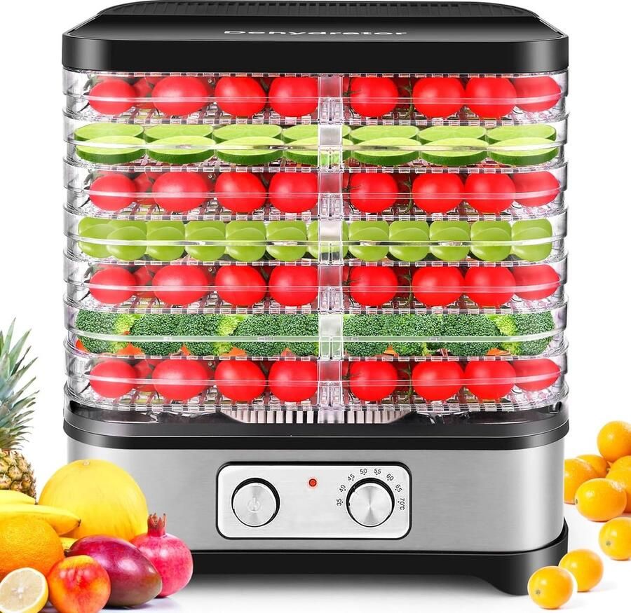 Voedseldroger met 8 lagen en temperatuurregeling 35-70 °C Voor vlees fruit groenten en noten