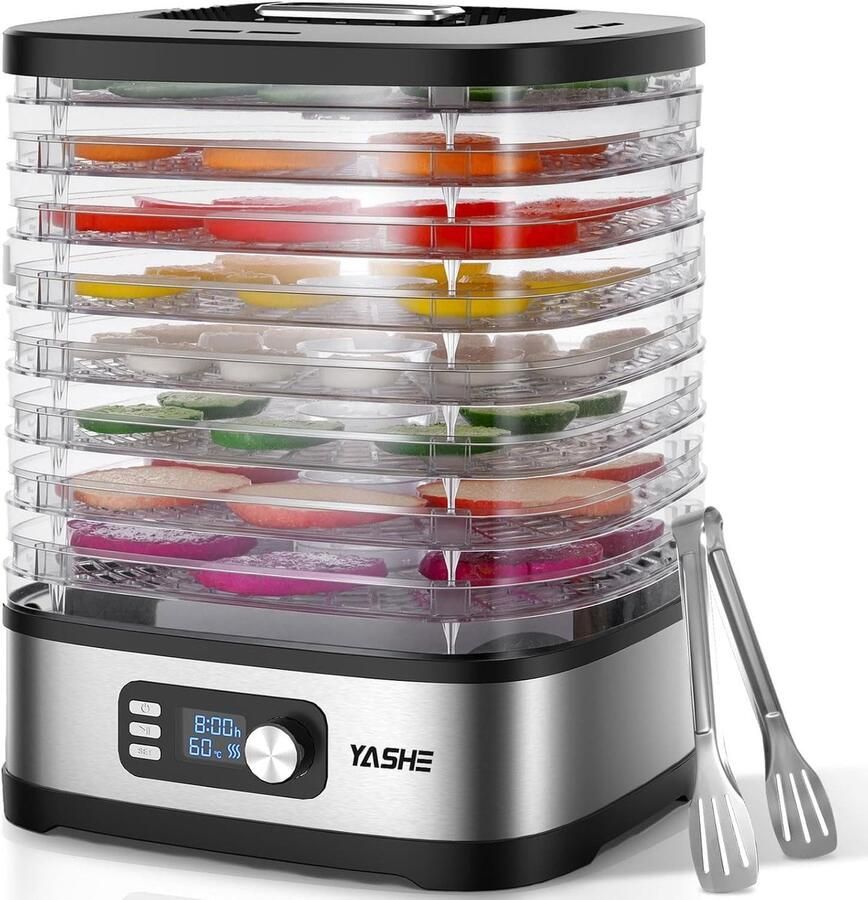 Voedseldroger met 8 Trays – Digitale Droogautomaat – 35–70°C – Timer 1–72 Uur – 360° Luchtcirculatie – 240W