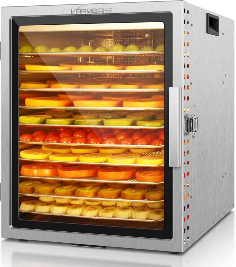 Voedseldroger Roestvrij Staal Drogermachine Fruitdroger Voedsel Drogen 10 Etages RVS 0.84 m² Wit