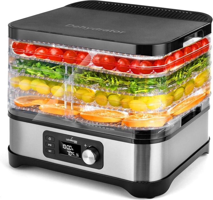 Voedseldroger RVS 5 Laags – fruitdroger met temperatuurregeling 450W