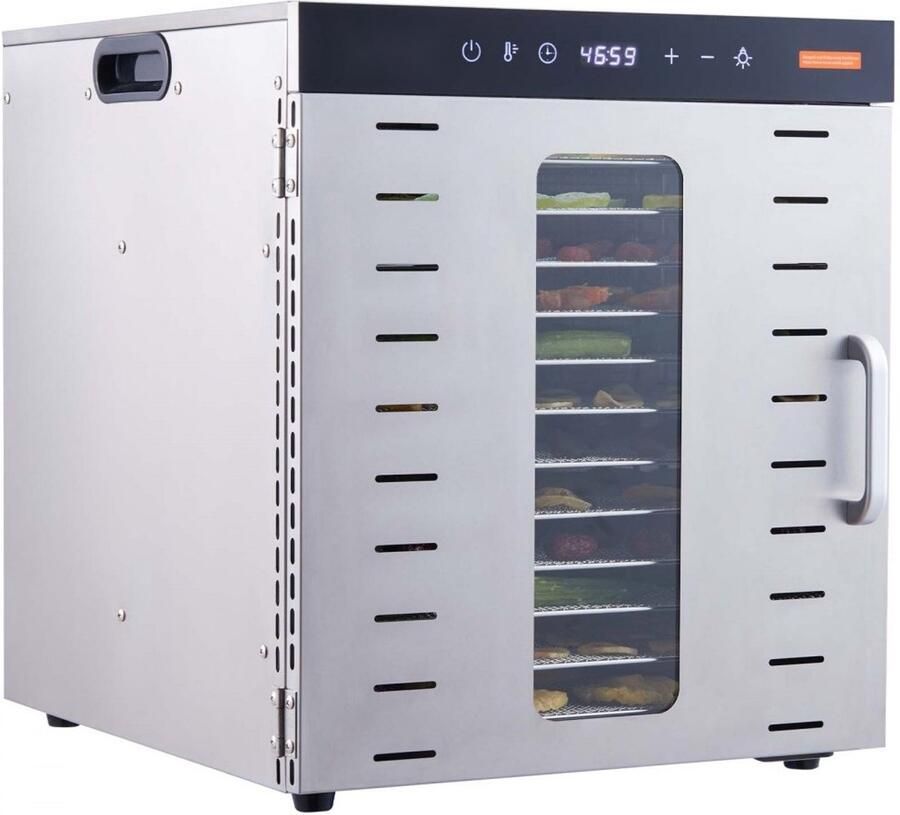 Voedseldroger RVS Droogoven 1000W 10 Roosters 37 7 x 28 5 cm 360° Luchtcirculatie Temperatuurregeling Timer 0 5-48 uur Oververhittingsbeveiliging
