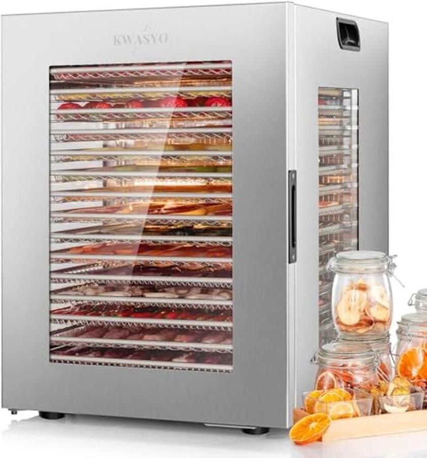 Voedseldroger Staal met Dubbele Ventilator en 15 Etages – Efficiënte Droogmachine met 360 Graden Technologie