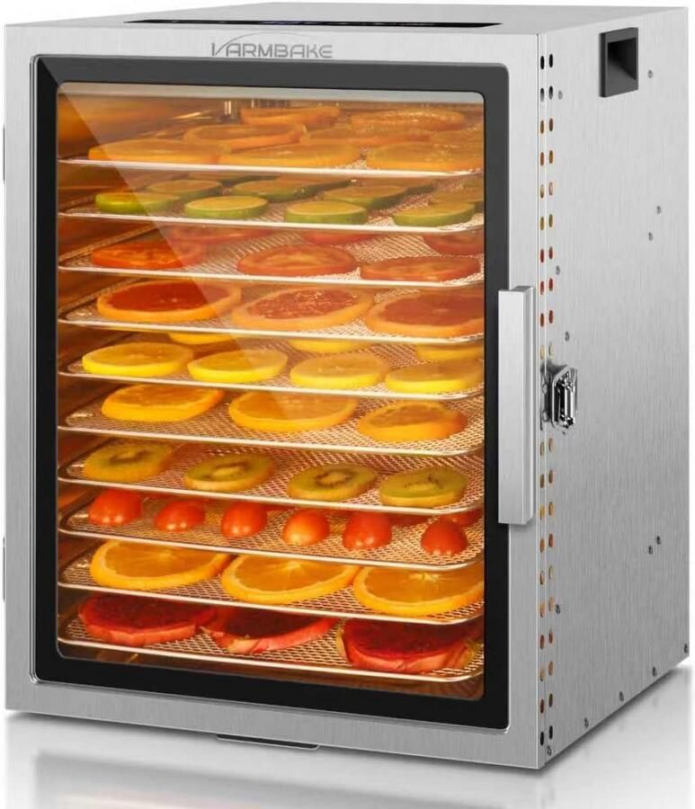 Droogautomaat Roestvrij Staal Voedseldroger Dehydrator Gezonde Snacks Maken 10 Etages Groot Oppervlak 0.84 m² Droogoppervlak Wit