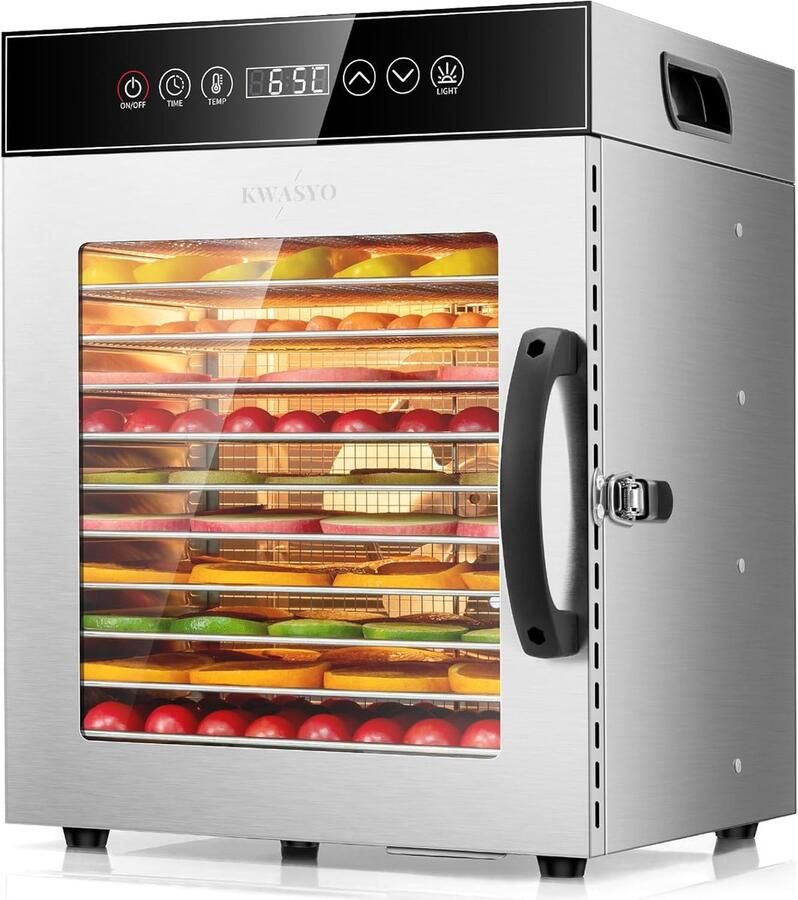 Voedseldroger Voedseldroogoven Gezonde Snacks Maken 12 RVS Trays 750W Roestvrij Staal