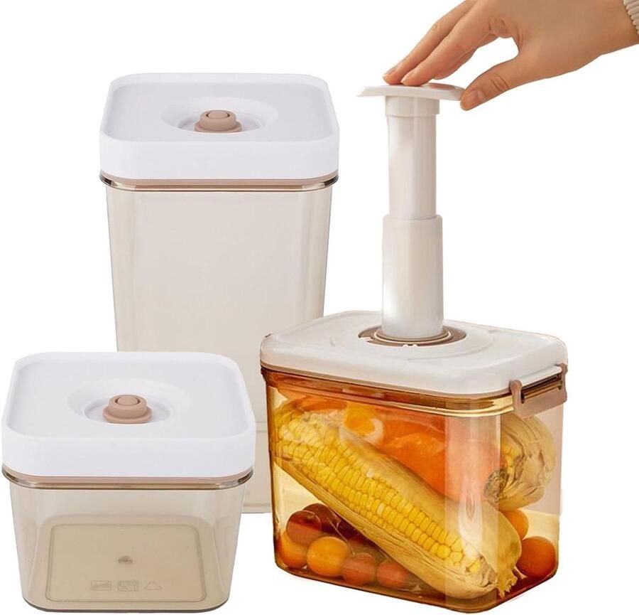 Voedselopslagcontainer Maaltijdcontainers Lunchbox Maaltijden Bereiden Vacuüm Versheidscontrole 26L x 21B x 13H cm Transparant
