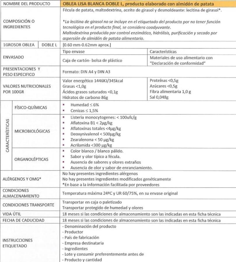 Voedselpapier L6 Premium met glans A4 wit glanzend dikte ca. 0 6 mm (rijstpapier) voor levensmiddeleninkt door Bramacartuchos verzending vanuit Madrid