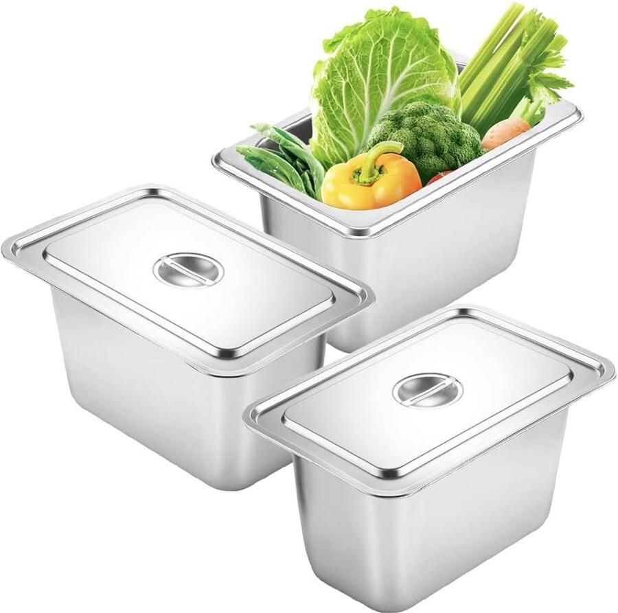 Voedselschalen Set Gastronomische Containers Paneerstraat Maken Roestvrij Staal 3 Delig Zilver