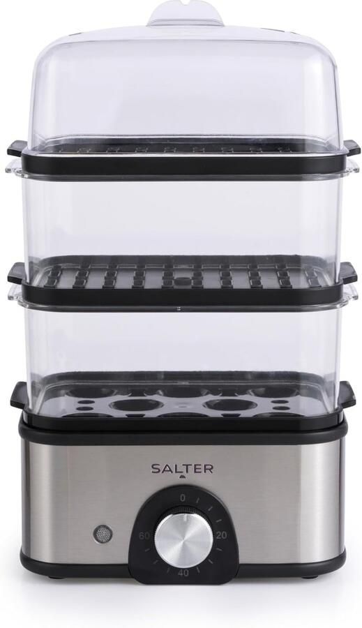 Voedselstomer Elektrische stoomkoker Gezond Koken 3 Stoommanden 3 Liter Zilver