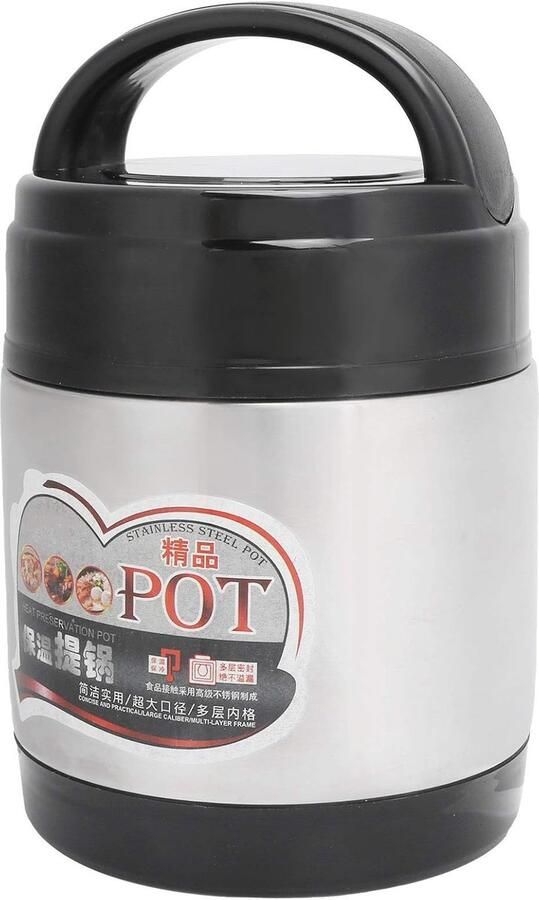 Voedselthermoskan Geïsoleerde lunchbox Warm eten meenemen 3-laags stapelbaar 1400 ml